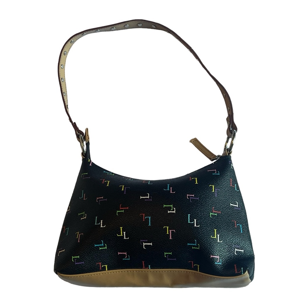 black shoulder purse Handbag with Multi colored L’s